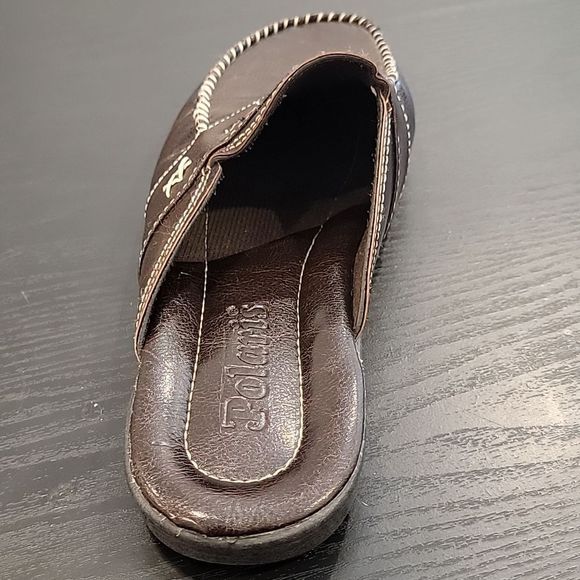 Polaris Mens Dark Brown Leather Mules/Slip ons - Picture 8 of 9